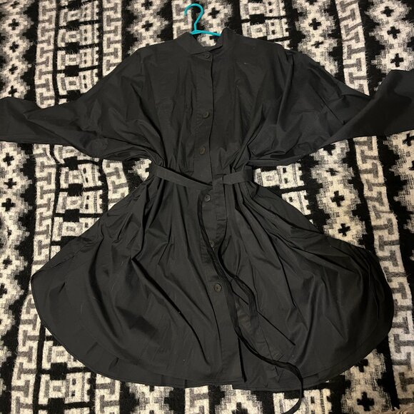 J+ Uniqlo tuxedo shirt dress, black, size L - Picture 1 of 8